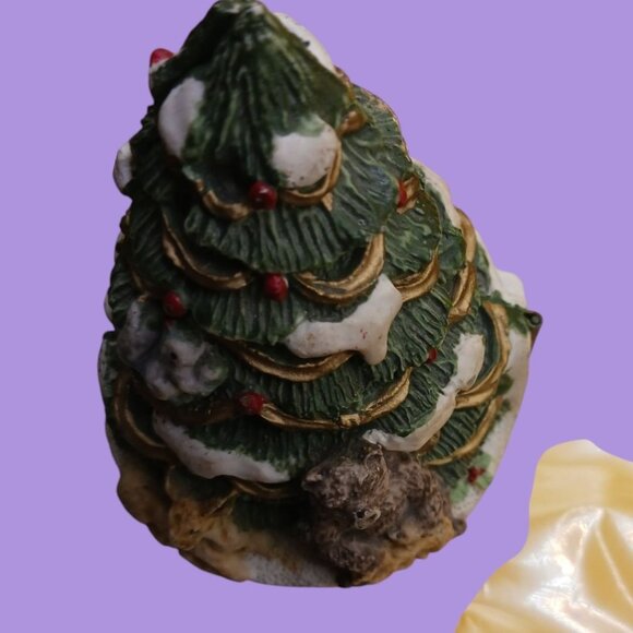 Vintage Ceramic Hinged Christmas Tree With Santa & Woodland Animals Holiday - Picture 6 of 9